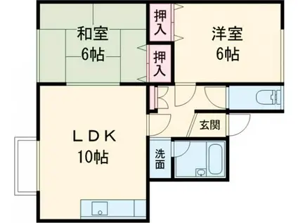 グリーンハウス昭和(2LDK/2階)の間取り写真
