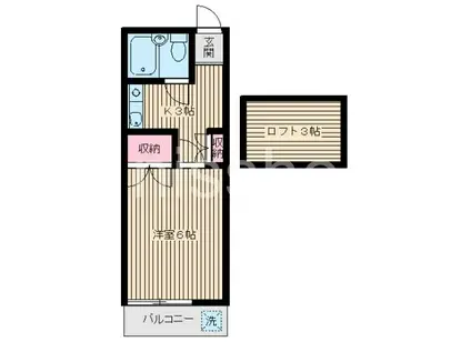 西武新宿線 鷺ノ宮駅 徒歩10分 3階建 築53年(1K/2階)の間取り写真