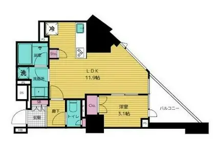 サンウッド広尾(1LDK/4階)の間取り写真