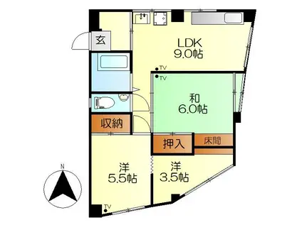 モリービル(3LDK/3階)の間取り写真