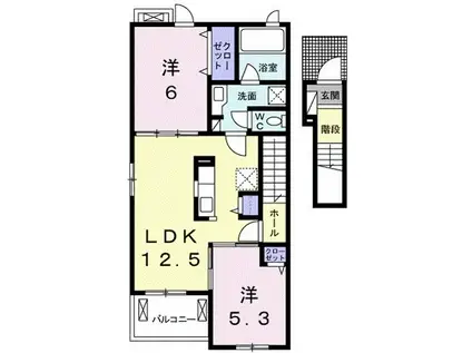 フレスクーラD(2LDK/2階)の間取り写真