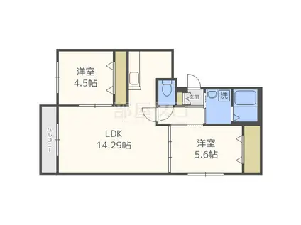 グロワール発寒(2LDK/2階)の間取り写真