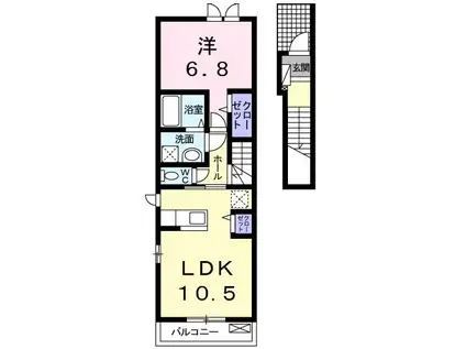 東葉高速鉄道 船橋日大前駅 徒歩16分 2階建 築11年(1LDK/2階)の間取り写真