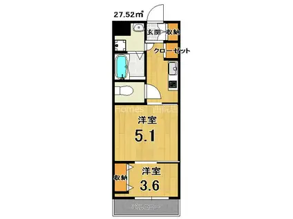 クレストタップ京都丹波口(2K/4階)の間取り写真