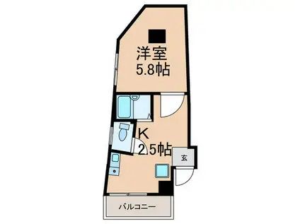 カーサ・デ・ロッコウ(1K/3階)の間取り写真