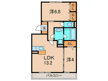MEDUSELD北棟(2LDK/3階)の間取り写真