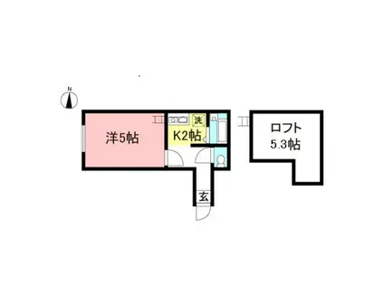 グッドウィル・グリーン(1K/2階)の間取り写真