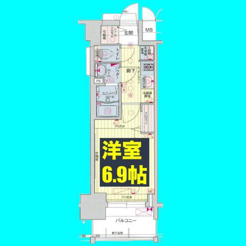 プレサンスNAGOYAファスト(1K/11階)の間取り写真
