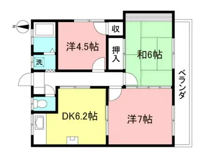 第二サトウハイツ(3DK/2階)の間取り写真