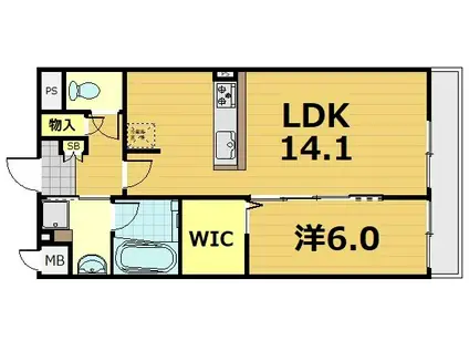 ブランシェ 桃山(1LDK/3階)の間取り写真