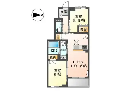 サクラーレ長坂(2LDK/1階)の間取り写真