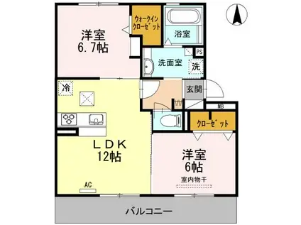 エスポワールIII(2LDK/1階)の間取り写真