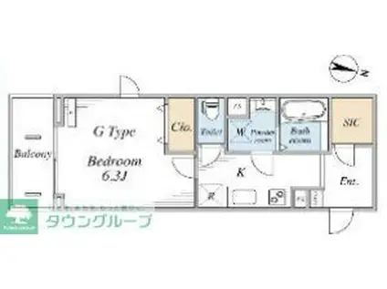 リブリ・西横浜II(1K/2階)の間取り写真