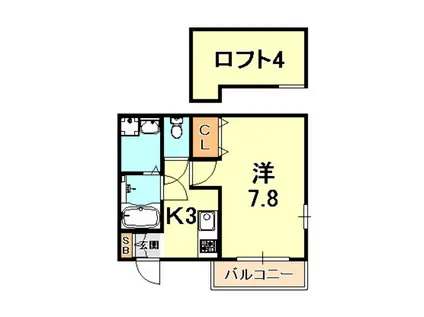 KTIレジデンス魚崎(1K/1階)の間取り写真