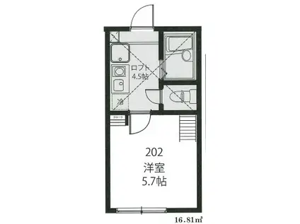 メゾンラニ川崎(1K/2階)の間取り写真