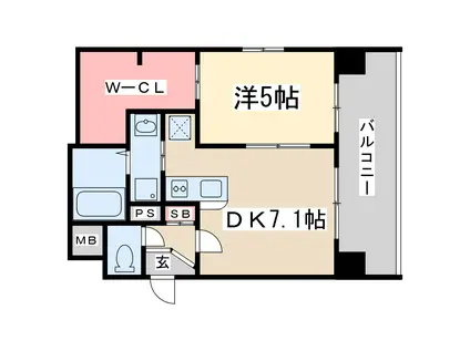 CITY SPIER十三東(1DK/7階)の間取り写真
