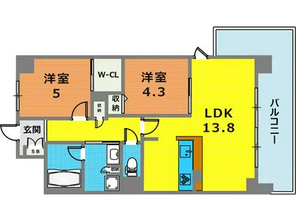 ソフィット岬(2LDK/3階)の間取り写真