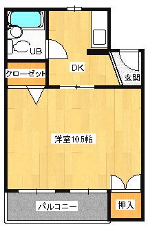 丸カントリーコーポ(1DK/4階)の間取り写真