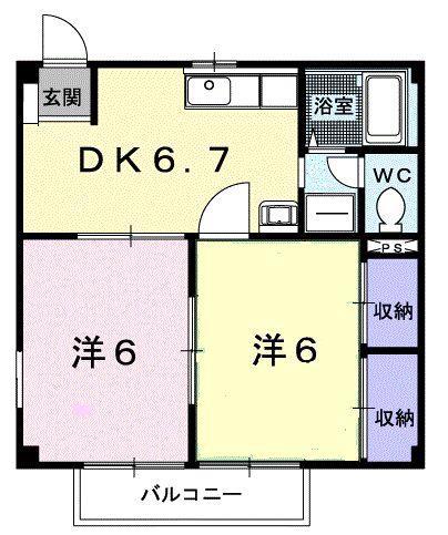 グリーンヒルズA(2DK/1階)の間取り写真
