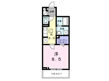 ハイドレンジア くずは(1K/1階)の間取り写真