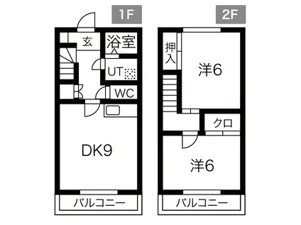 メゾンキネレットの森(2DK/2階)の間取り写真