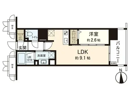 シーズンフラッツ仙台鉄砲町(1LDK/10階)の間取り写真