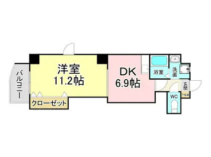 ミーナ砂津(1DK/4階)の間取り写真