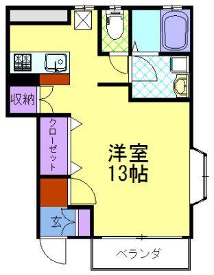 カームハイツタカセ D棟(1K/1階)の間取り写真