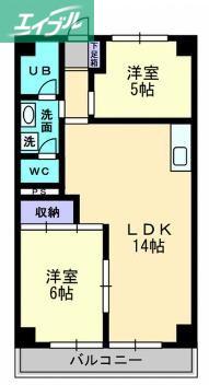 深可ヒュッテ(2LDK/5階)の間取り写真