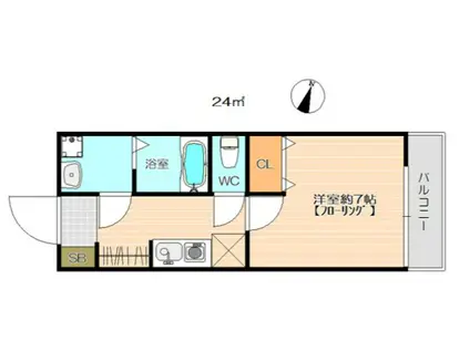 カーサリガ(1K/2階)の間取り写真