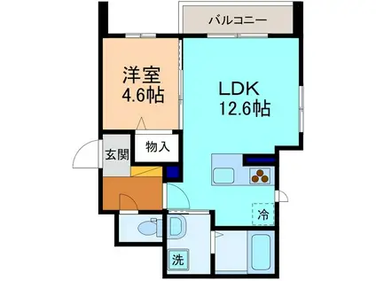 SUN HILLS(1LDK/3階)の間取り写真