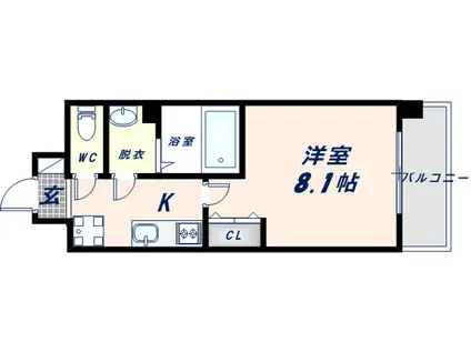 カーサ今里(1K/7階)の間取り写真