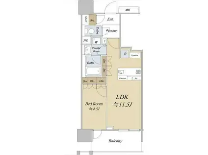 オープンレジデンシアTHE MID MARK(1LDK/13階)の間取り写真