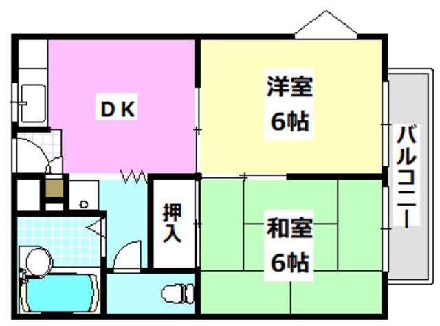 入江ハイツIII(2DK/1階)の間取り写真
