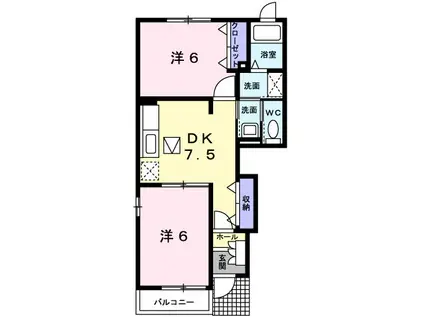 N&YアベニューA(2DK/1階)の間取り写真