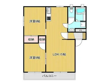 グランヴィアA棟 201(2LDK/2階)の間取り写真