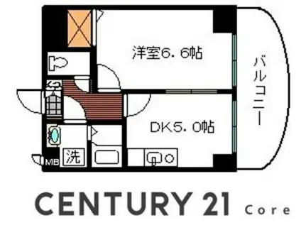 シャイン ローヤル 野洲市北野1丁目(1DK/5階)の間取り写真