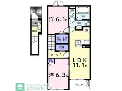 サン・デリアーナII(2LDK/2階)の間取り写真