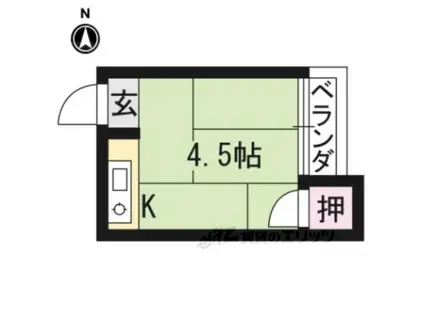 ときわ荘(ワンルーム/1階)の間取り写真