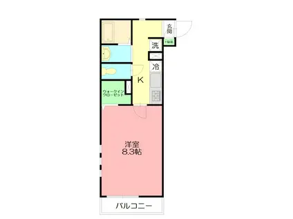 ソフィークレスト(1K/2階)の間取り写真