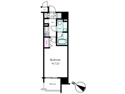 アクロス目黒(1K/7階)の間取り写真