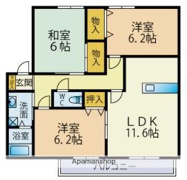 メゾンボヌールC(3LDK/2階)の間取り写真