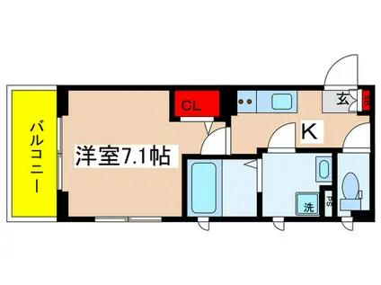 レジデンス新百合ヶ丘(1K/2階)の間取り写真
