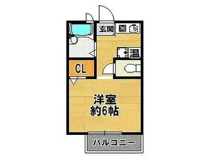 オリーブハウス(ワンルーム/1階)の間取り写真