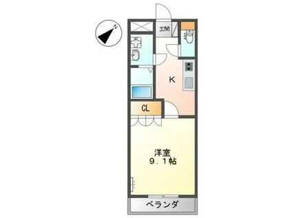 キャッスルハイム國重(1K/1階)の間取り写真