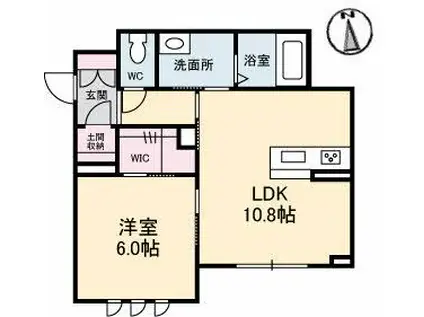 クレストヴェールII(1LDK/1階)の間取り写真