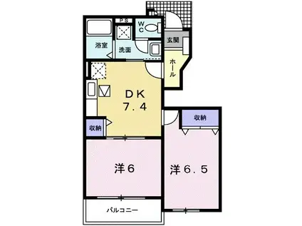 アルカデイアA(2DK/1階)の間取り写真