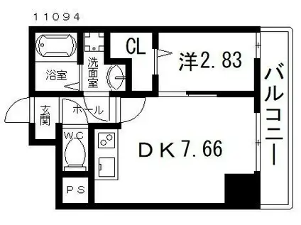 FREEDOM RESIDENCE 松原上田II(1DK/9階)の間取り写真