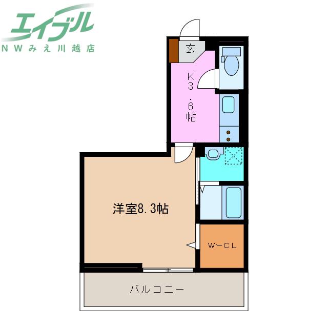 リエート中央町(1K/1階)の間取り写真