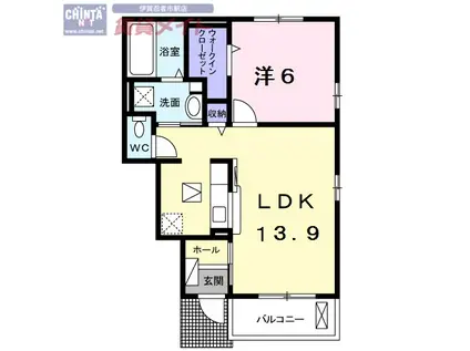 ダンデライオン青山B(1LDK/1階)の間取り写真